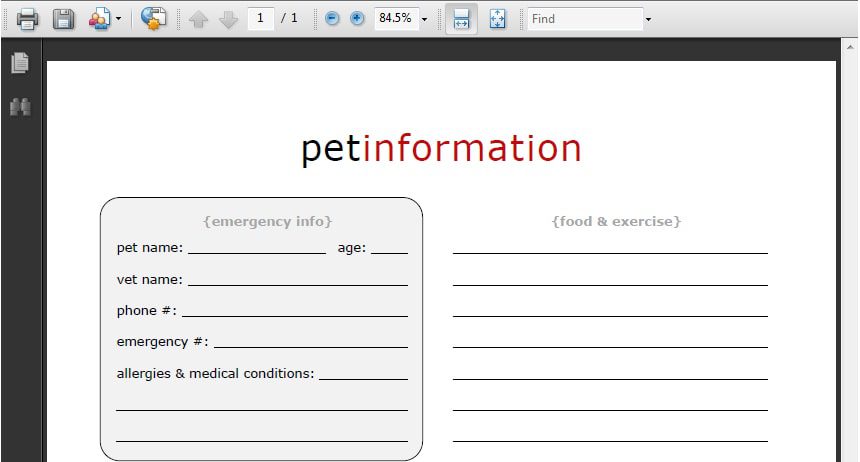 keep track of your pet information for your own records and for pet