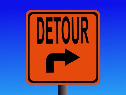 Detour to right sign