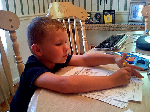 child doing  homework
