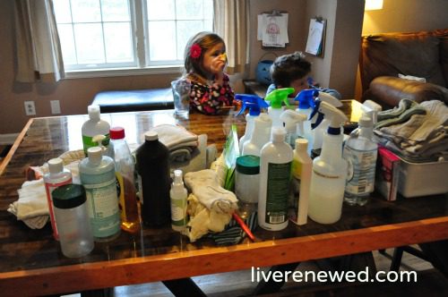 organizing cleaning supplies