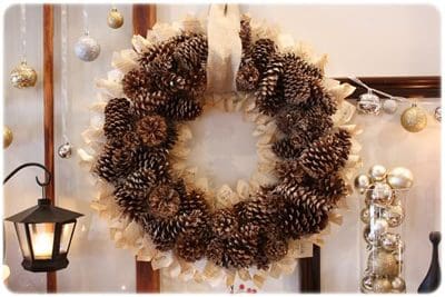 Pinecone & Book Page Wreath {DIY Wreath Roundup at lifeyourway.net}