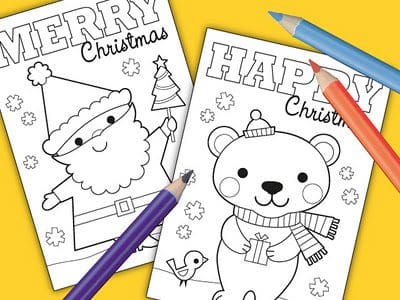 Color-In Christmas Cards {Printables for Kids Roundup at lifeyourway.net}