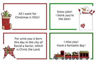 Christmas Lunch Notes {Printables for Kids Roundup at lifeyourway.net}