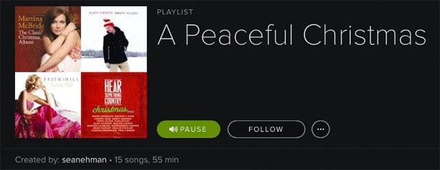 A Peaceful Christmas Playlist on Spotify