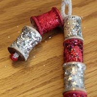 Sparkly Candy Cane Spool Ornament