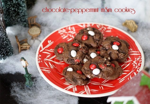 You are currently viewing Chocolate peppermint M&M cookies {101 Days of Christmas)
