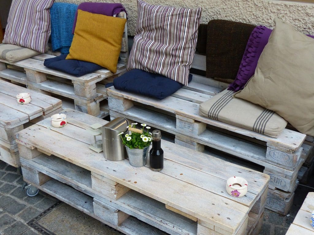 Patio table and benches