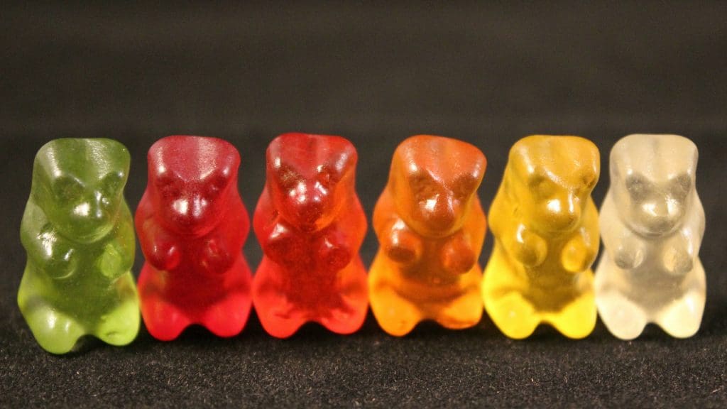 Gummies in a row