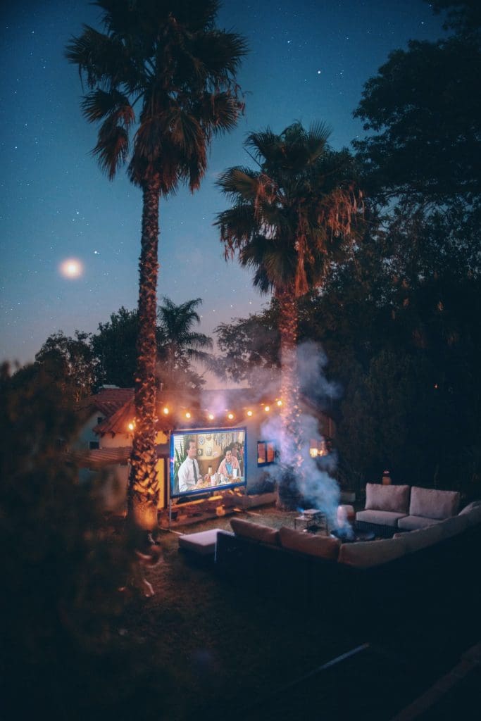 Outdoor movie party