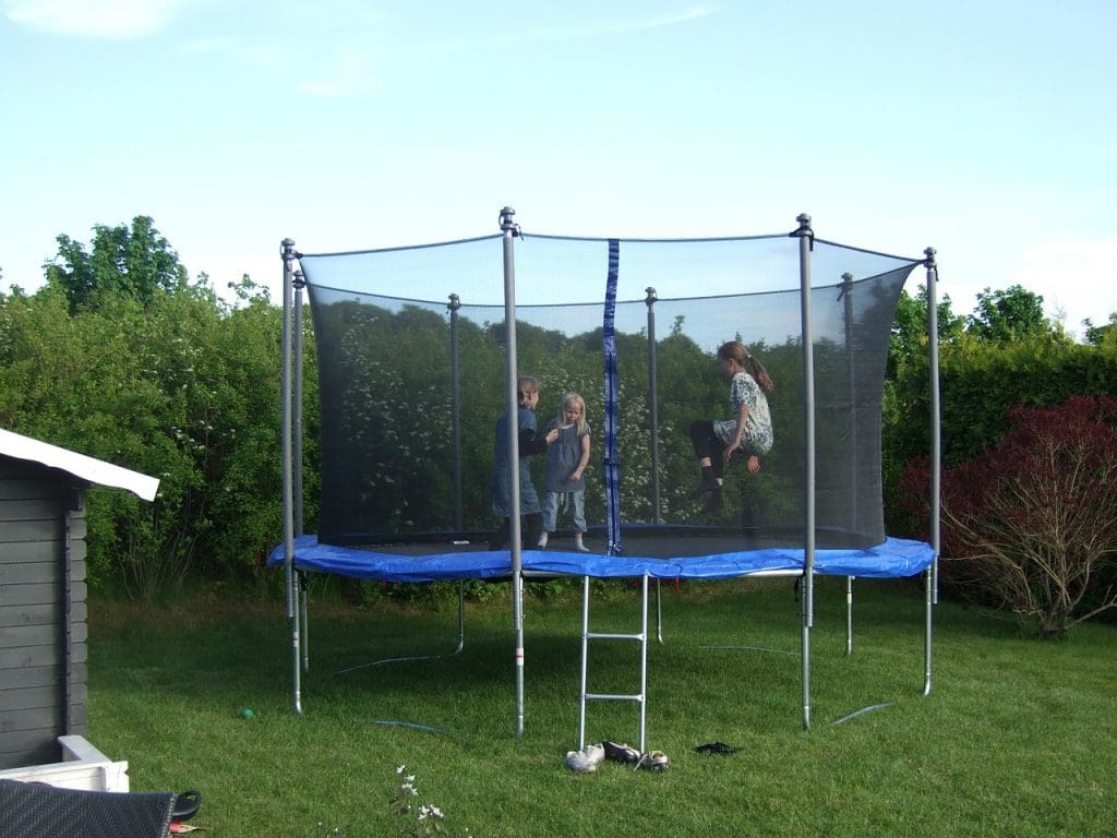 Trampoline in the backyard