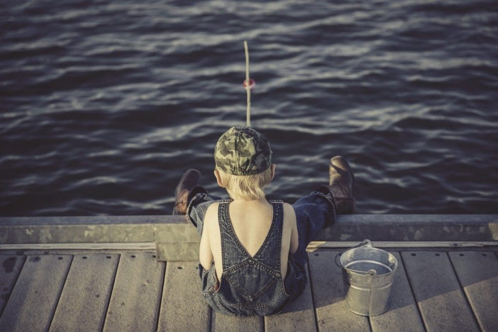 Young boy fishing