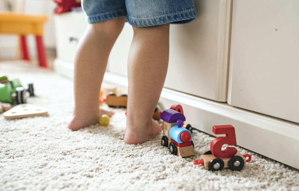 Barefoot on rug