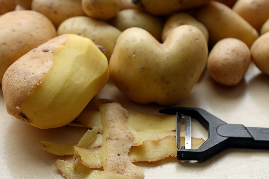 Potato peelings for scrap bowl