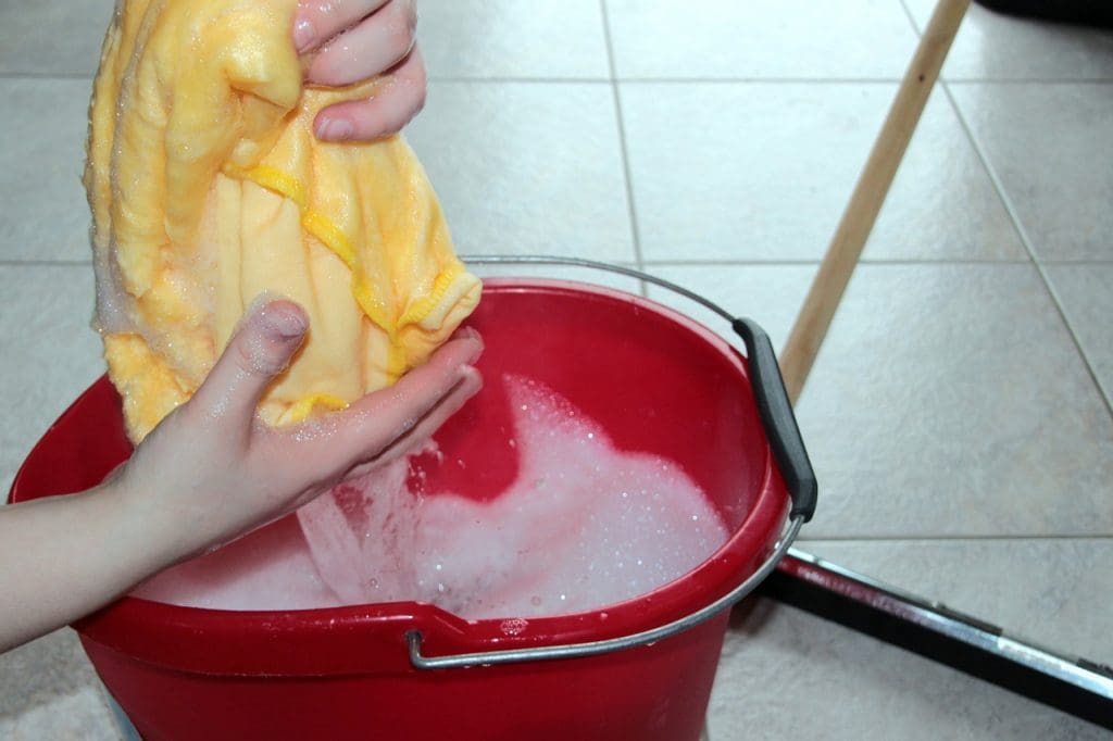 Cleaning tile floor