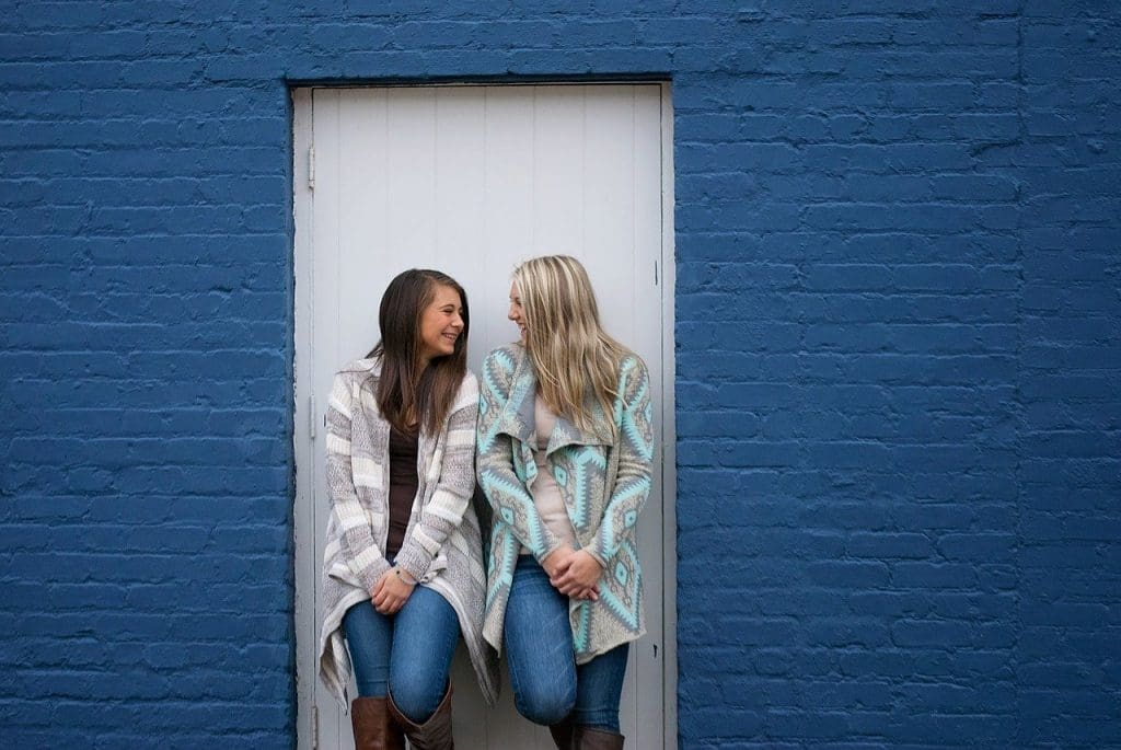 Friends in doorway