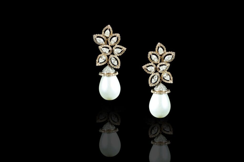 earrings pearl and diamond