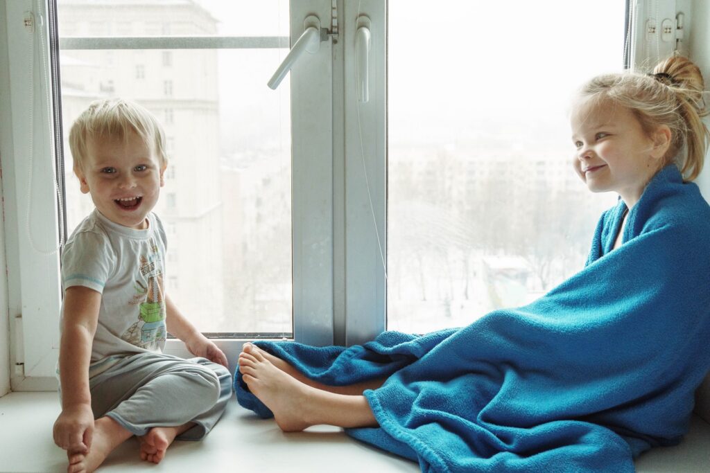 Toddler with blanket