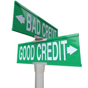 Bad Credit and Good Credit as the inscription in the picture (Vector cliparts) bad,credit,score,good,sign