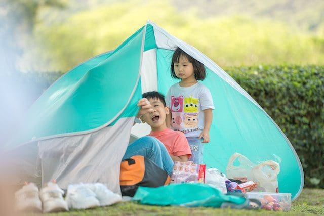 Backyard camping outdoors